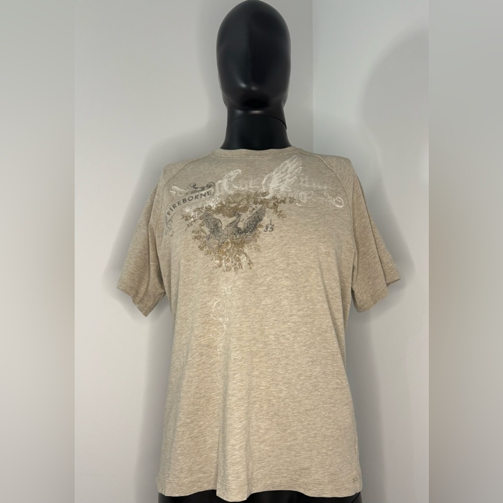 Express Reborne Light Tan Graphic Men's Tee Size Small